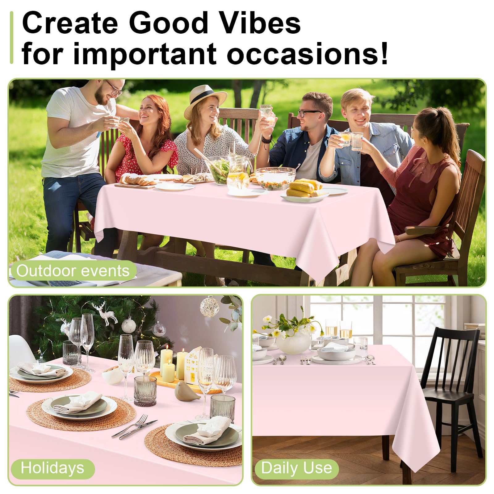 Amazon.com: QIKSION Pink Plastic Table Cloth Disposable 6 Pack, 54